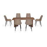6 Seater Parquel Wooden Dining Set with Dexor Base and Nivo Chairs- Walnut Brown