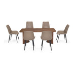6 Seater Parquel Wooden Dining Set with Dexor Base and Nivo Chairs- Walnut Brown