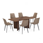 6 Seater Parquel Wooden Dining Set with Dexor Base and Nivo Chairs- Walnut Brown