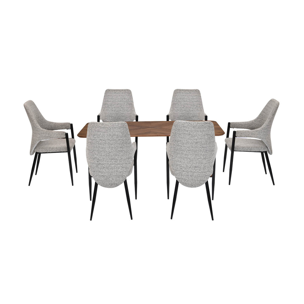 6 Seater Parquel Wooden Dining Set with Dexor Base and Tierra Chairs- Walnut Brown