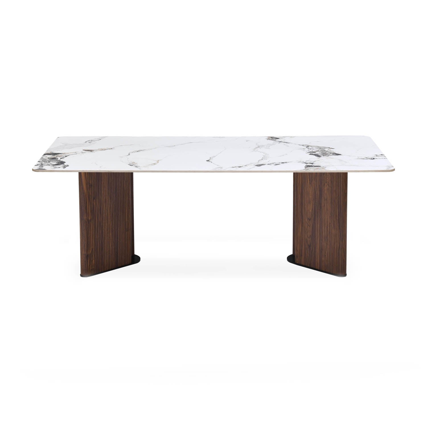 6 Seater Allune Ceramic Dining Set with Dexor Base and Ellipse Chairs- Ash White