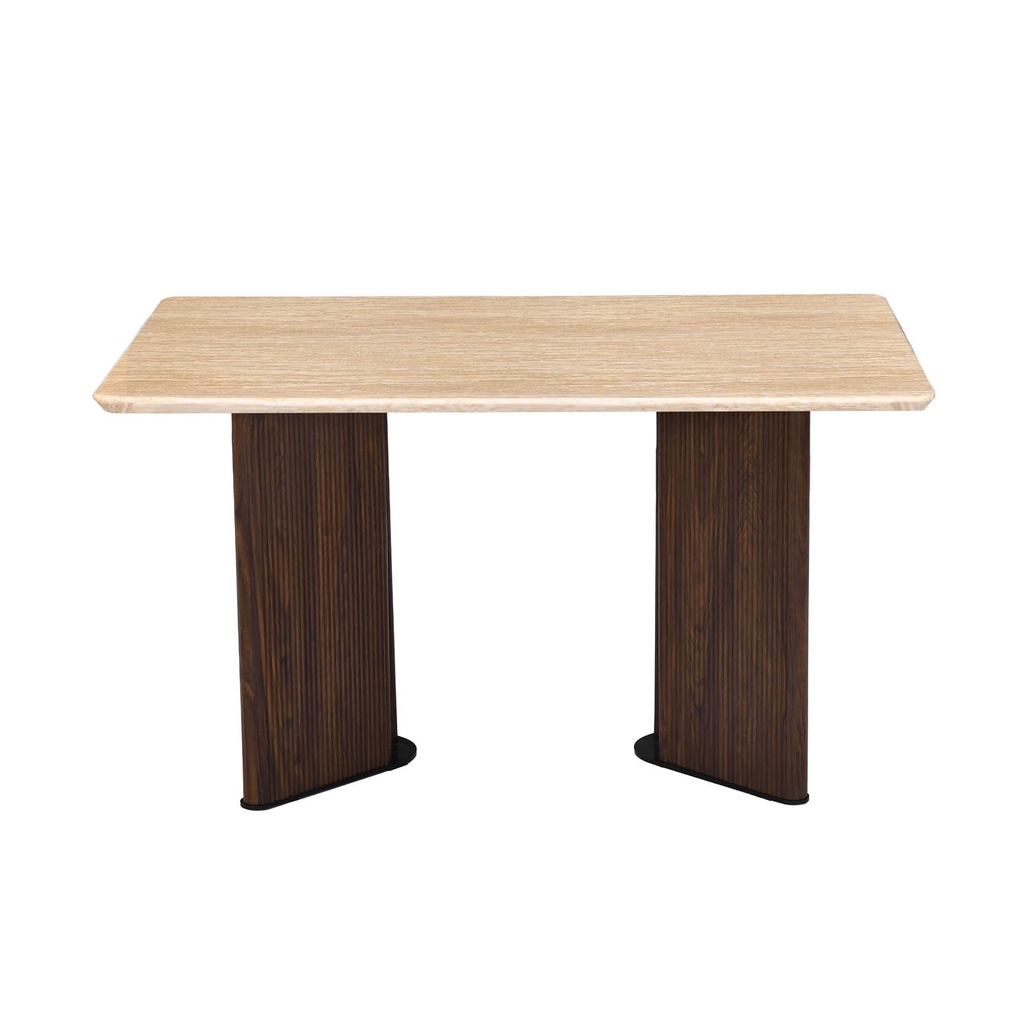 4 Seater Trava Marble Dining Set with Dexor Base and Nivo Chairs- Travertine