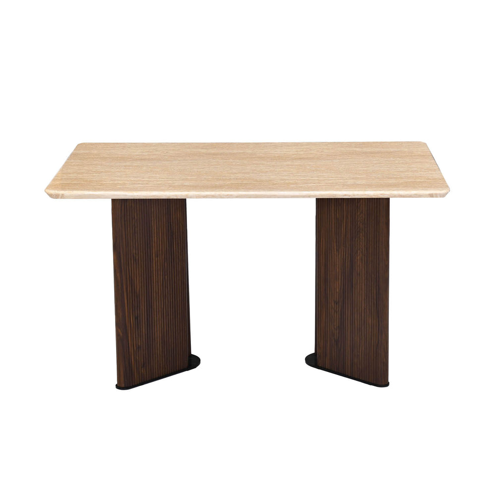 4 Seater Trava Marble Dining Set with Dexor Base and Nivo Chairs- Travertine