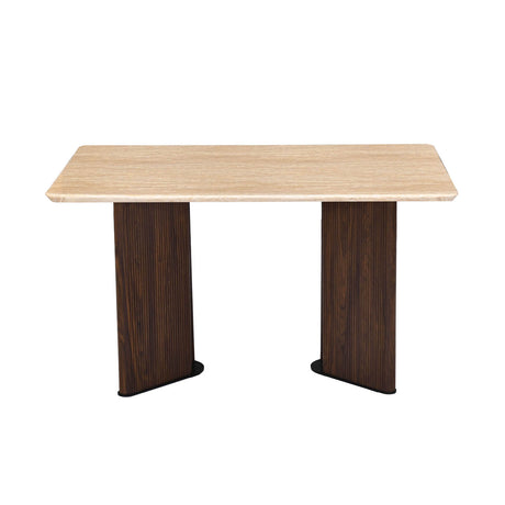 4 Seater Trava Marble Dining Set with Dexor Base and Tierra Chairs- Travertine