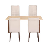 4 Seater Trava Marble Dining Set with Dexor Base and Linzy Chairs- Travertine