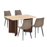 4 Seater Trava Marble Dining Set with Dexor Base and Nivo Chairs- Travertine