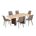 6 Seater Trava Marble Dining Set with Dexor Base and Nivo Chairs- Travertine