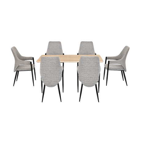 6 Seater Trava Marble Dining Set with Dexor Base and Tierra Chairs- Travertine