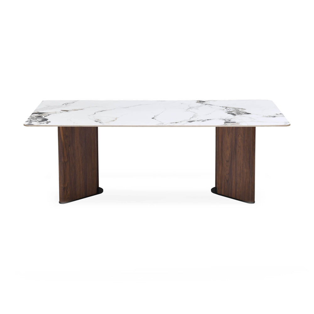 6 Seater Alune Ceramic Dining Set with Dexor Base and Tierra Chairs- Ash White