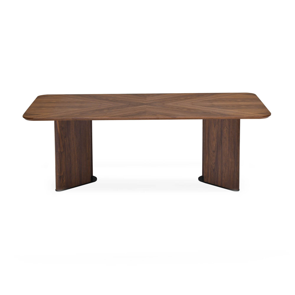 6 Seater Parquel Wooden Dining Set with Dexor Base and Nivo Chairs- Walnut Brown