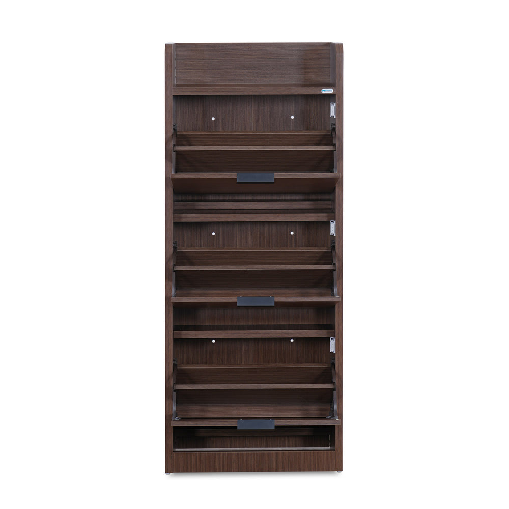 Selena 3 Tier Tilt-Out Shoe Cabinet- Legno Oak Dark