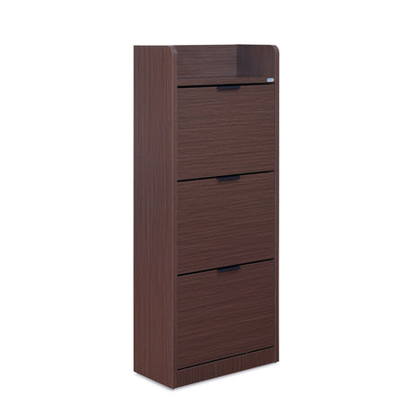 Selena 3 Tier Tilt-Out Shoe Cabinet- Legno Oak Dark