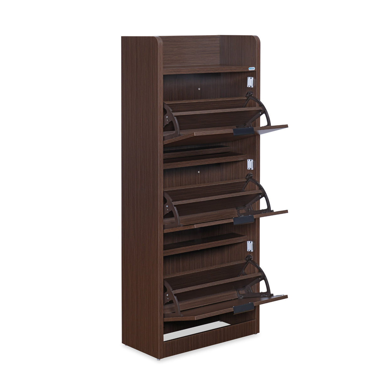Selena 3 Tier Tilt-Out Shoe Cabinet- Legno Oak Dark