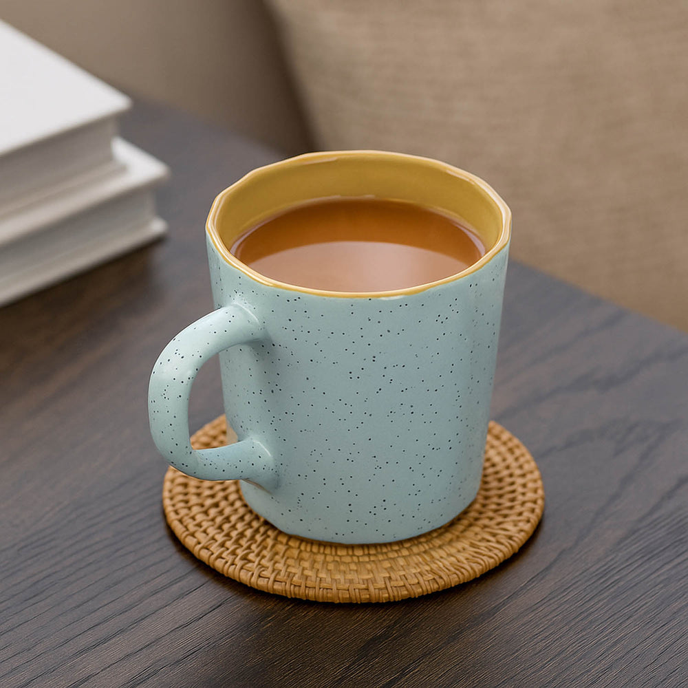 Porcelain Coffee Mug Set of 6- Blue and Yellow