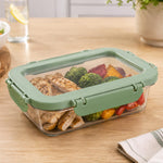 Multipurpose Airtight 600 ml Food Container- Transparent & Green