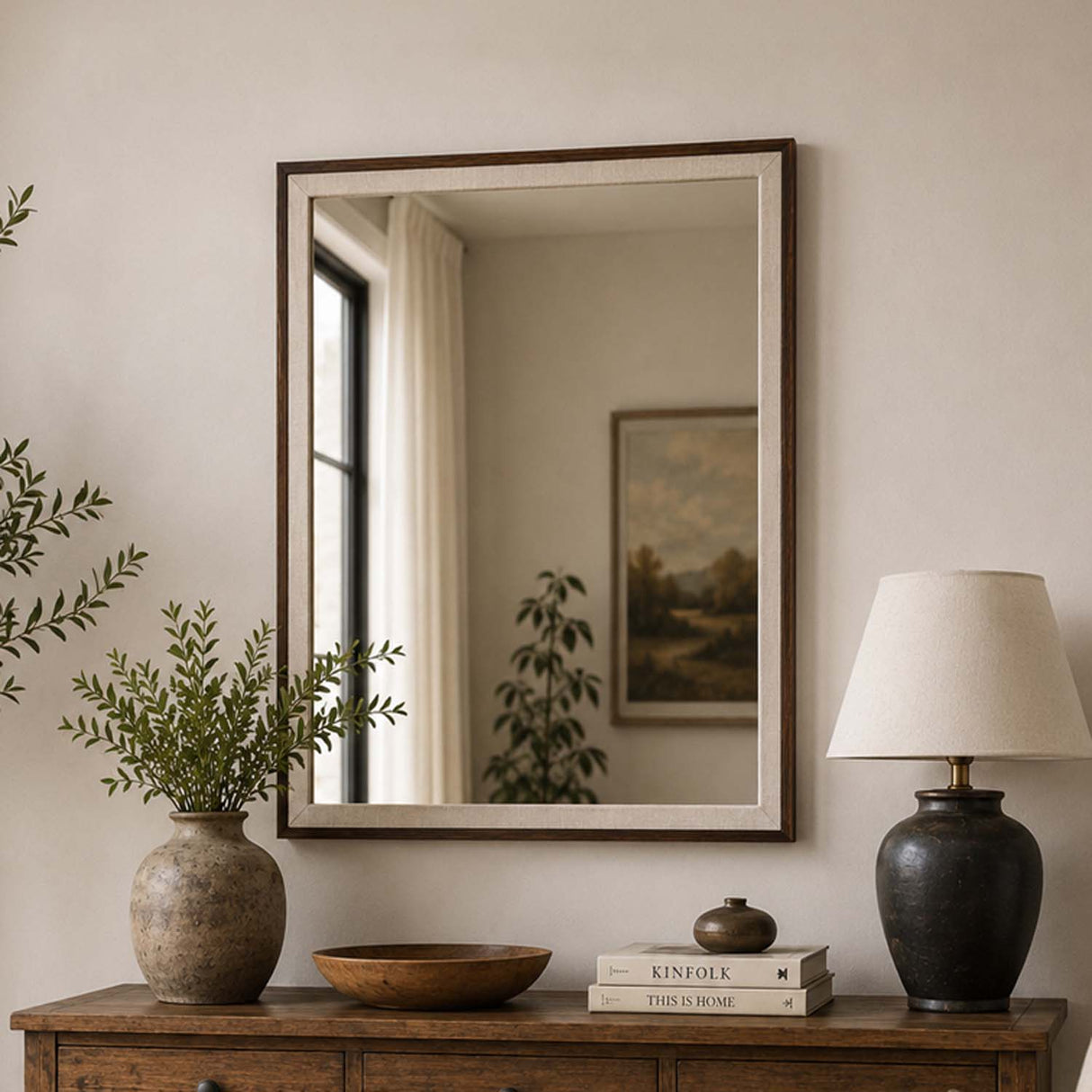Rectangular MDF Wall Mirror- Brown