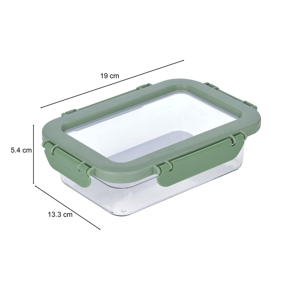 Multipurpose Airtight 600 ml Food Container- Transparent & Green
