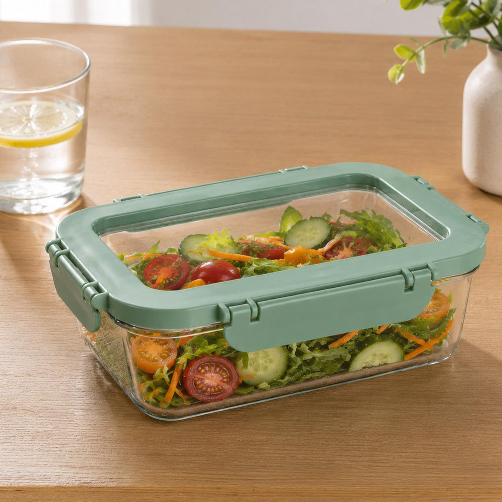 Multipurpose Airtight 2200 ml Food Container- Transparent & Green