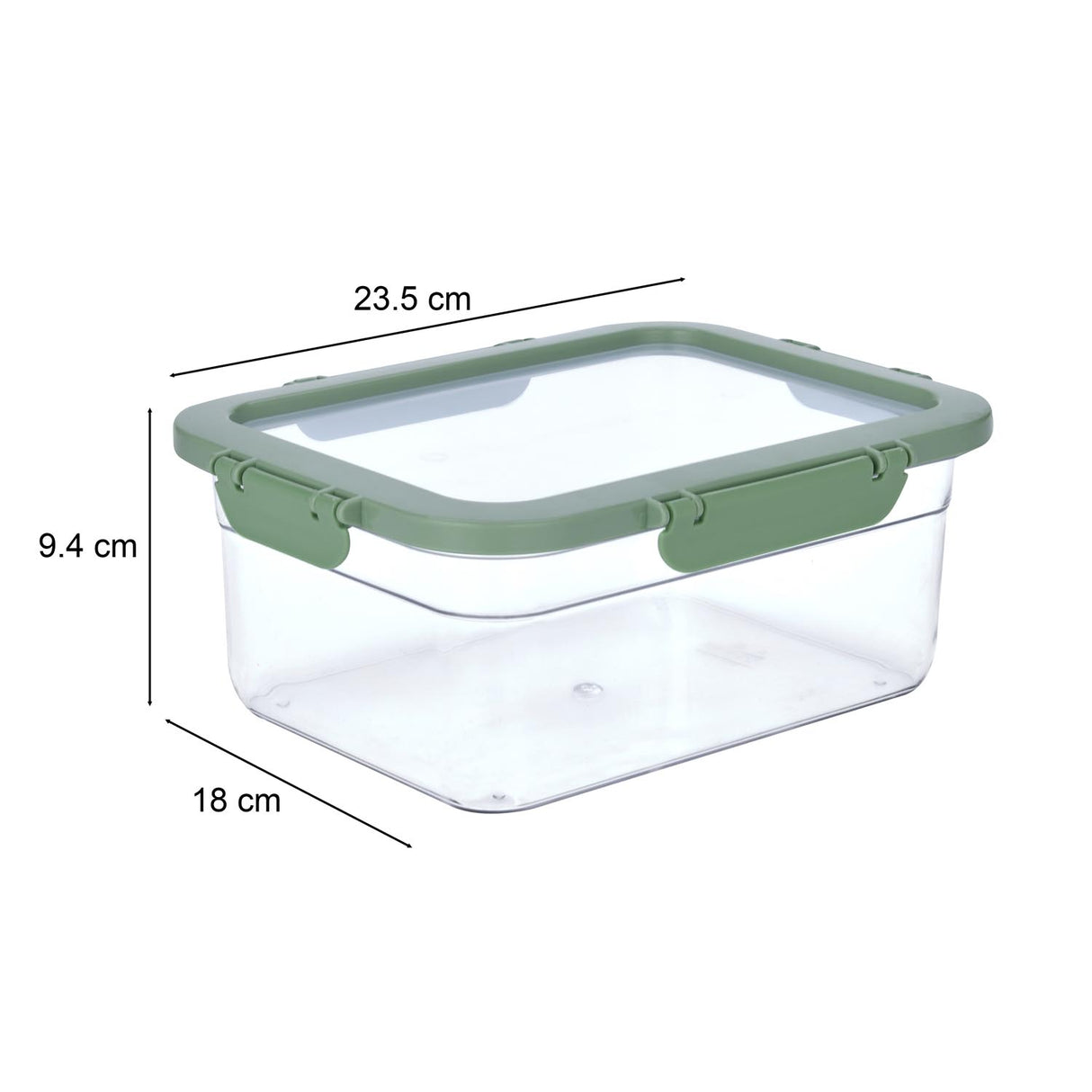 Multipurpose Airtight 2200 ml Food Container- Transparent & Green