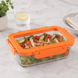 Multipurpose Airtight 1000 ml Food Container- Transparent & Orange