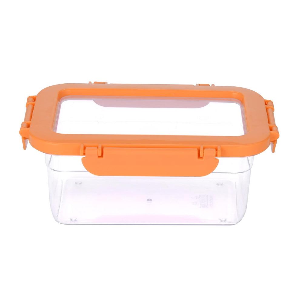 Multipurpose Airtight 1000 ml Food Container- Transparent & Orange