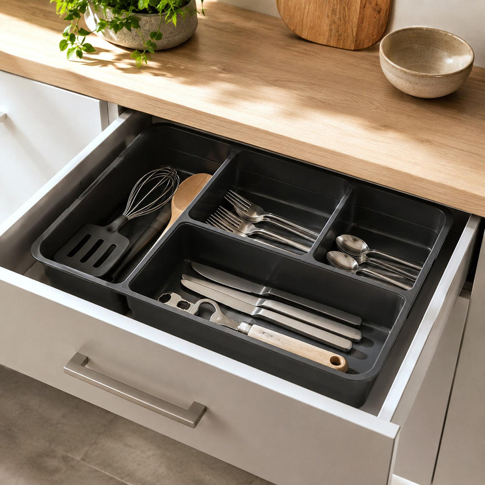 Multipurpose 4 Compartement Polypropylene Organiser- Grey