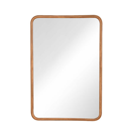 Rounded Edges Wall Mirror- Brown