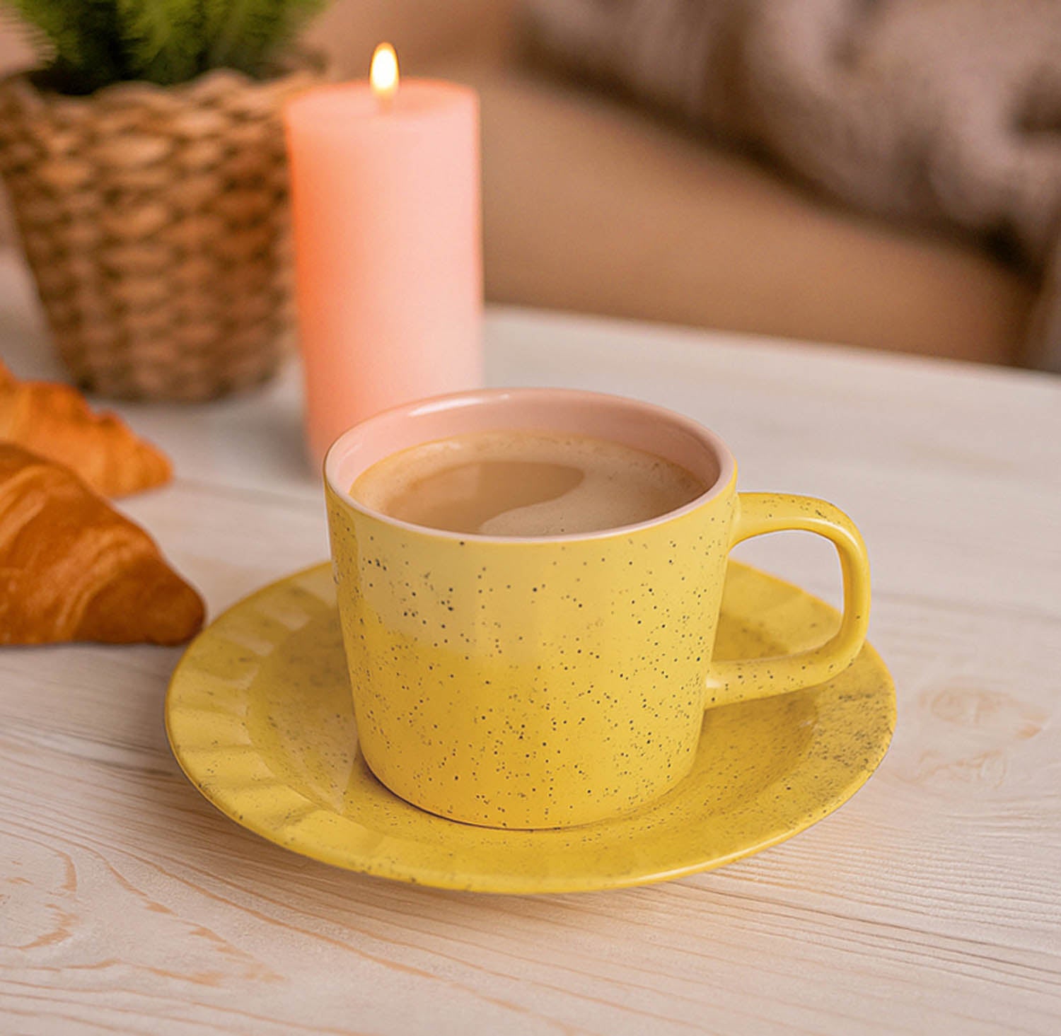 Porcelain Cup and Saucer Set of 6- Pink