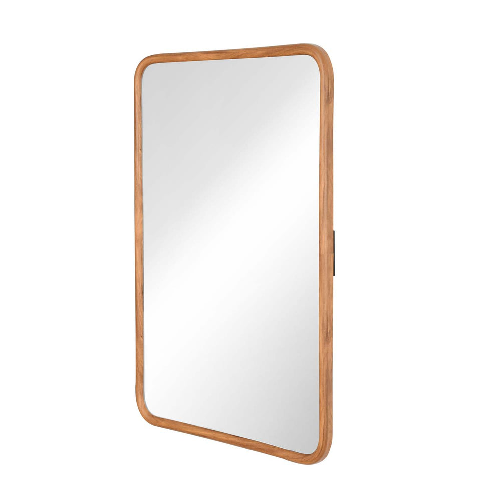 Rounded Edges Wall Mirror- Brown