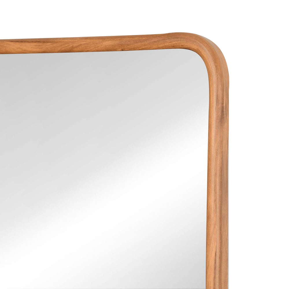 Rounded Edges Wall Mirror- Brown