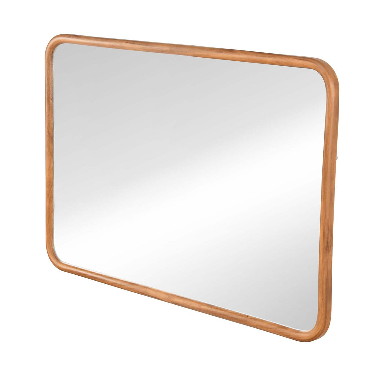 Rounded Edges Wall Mirror- Brown