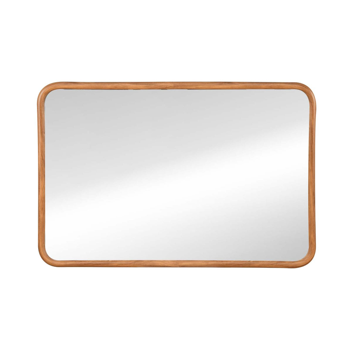 Rounded Edges Wall Mirror- Brown