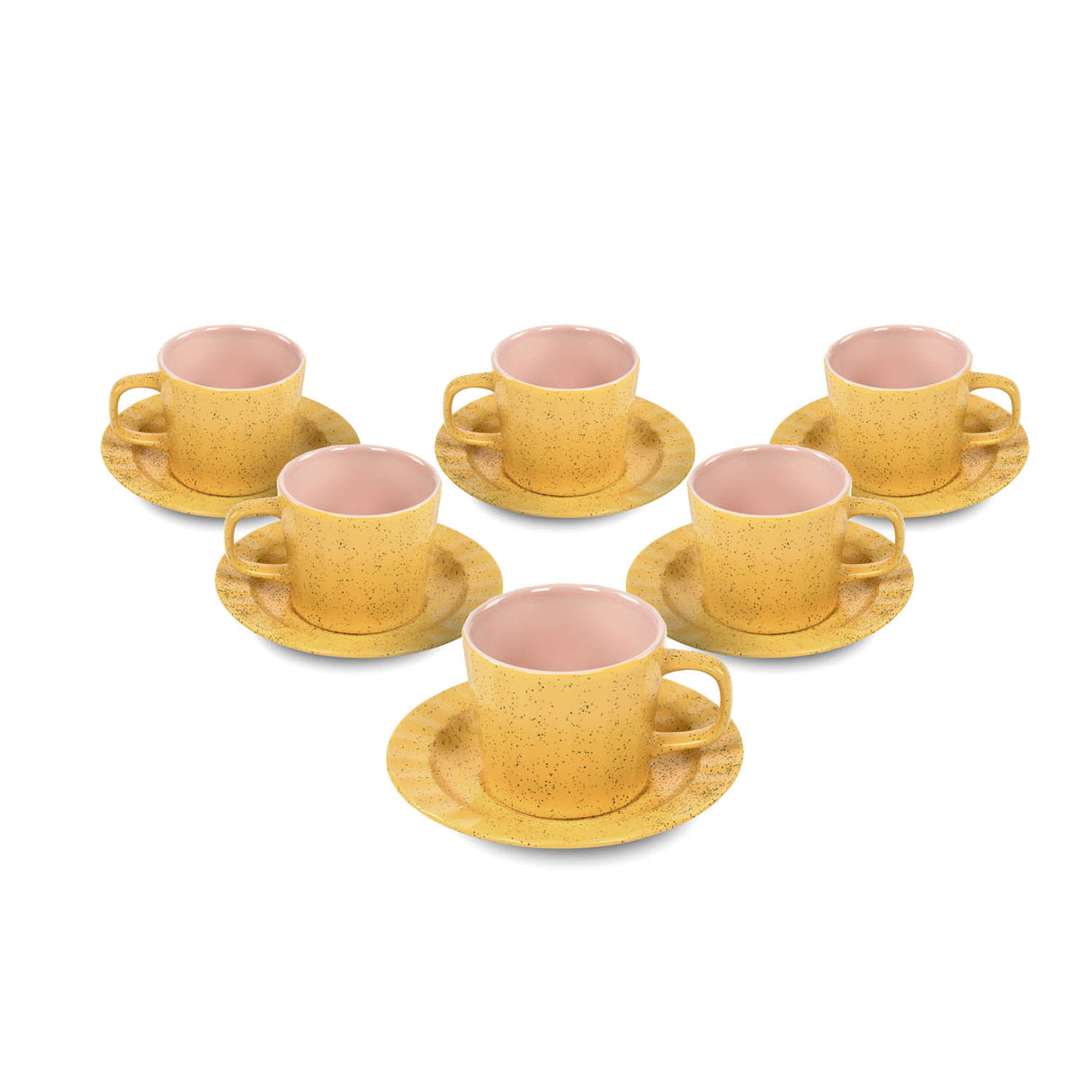 Porcelain Cup and Saucer Set of 6- Pink