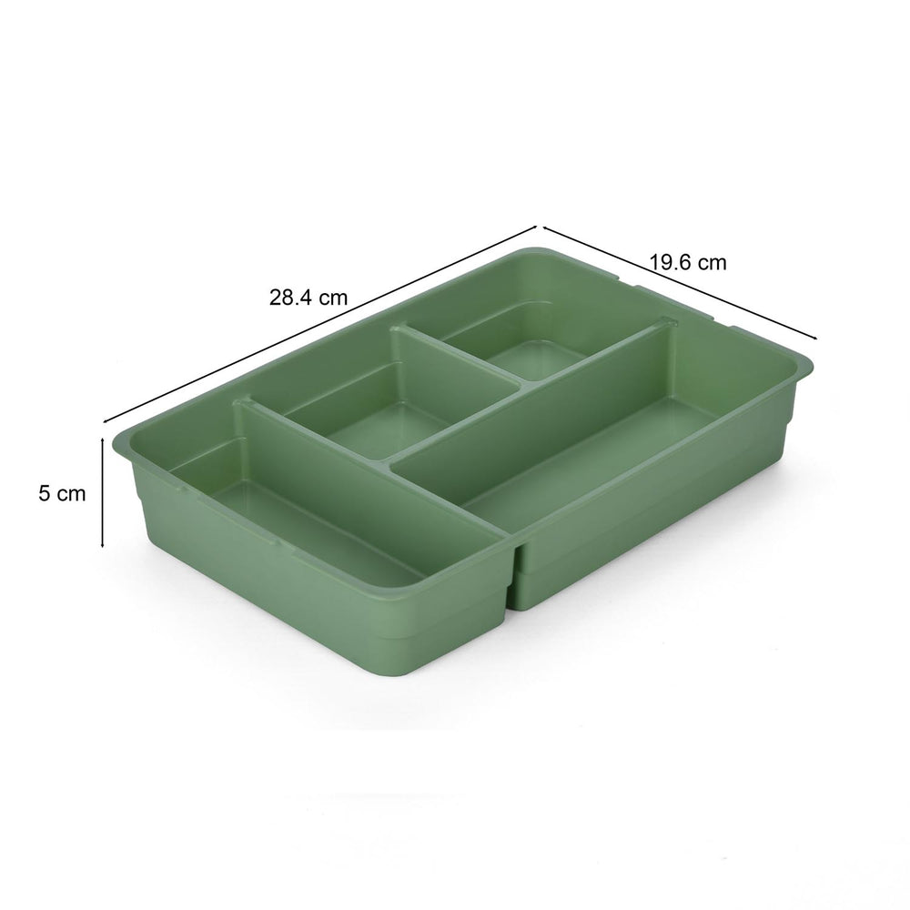 Multipurpose 4 Compartement Polypropylene Organiser- Green