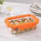 Multipurpose Airtight 600 ml Food Container- Transparent & Orange