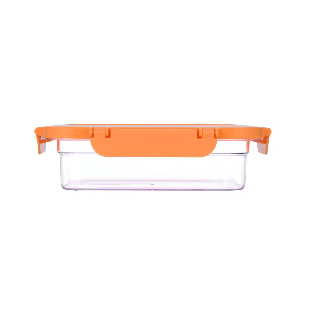 Multipurpose Airtight 600 ml Food Container- Transparent & Orange