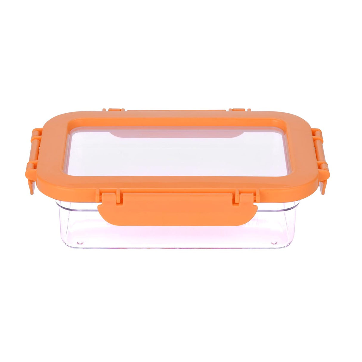 Multipurpose Airtight 600 ml Food Container- Transparent & Orange