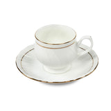 Porcelain Wave Design Cup & Saucer Set of 6- White