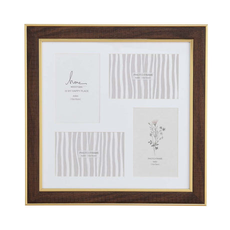Four Pics Photo Frame- Brown, 4 x 6 Inch