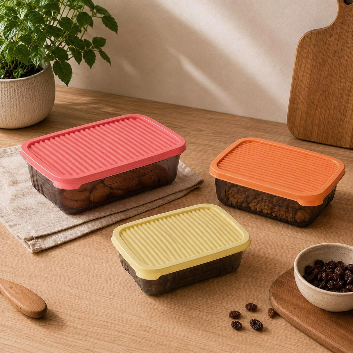 Rectangular Storage Cannister Set of 3- Multicolor
