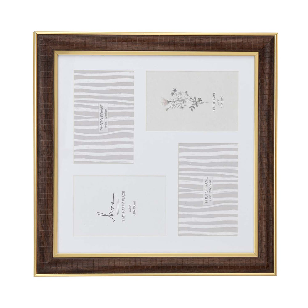 Four Pics Photo Frame- Brown, 4 x 6 Inch