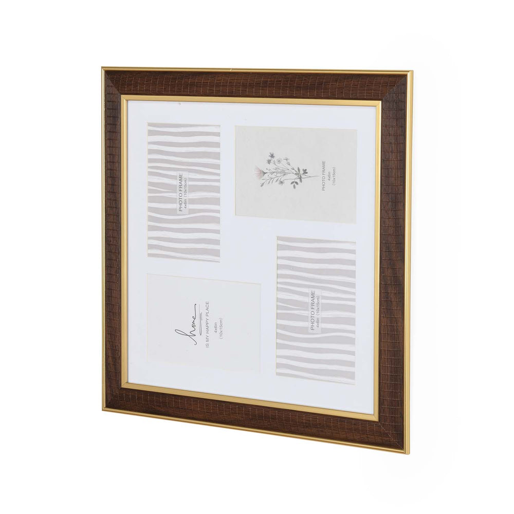 Four Pics Photo Frame- Brown, 4 x 6 Inch