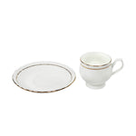 Porcelain Wave Design Cup & Saucer Set of 6- White