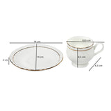 Porcelain Wave Design Cup & Saucer Set of 6- White