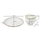 Porcelain Wave Design Cup & Saucer Set of 6- White