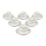 Porcelain Wave Design Cup & Saucer Set of 6- White