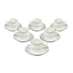 Porcelain Wave Design Cup & Saucer Set of 6- White