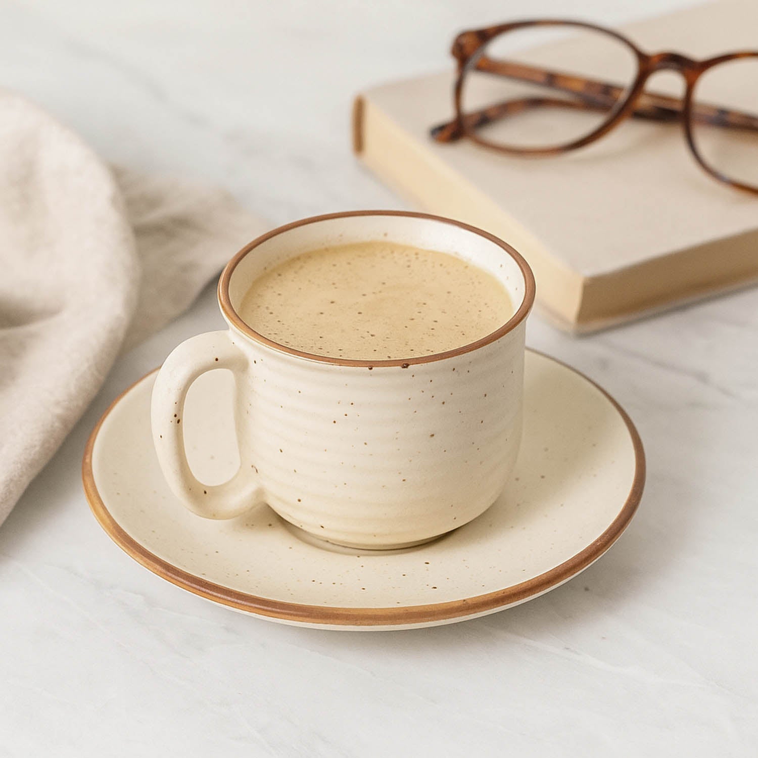 Cup and Saucer 180ml Stoneware Set- Cream