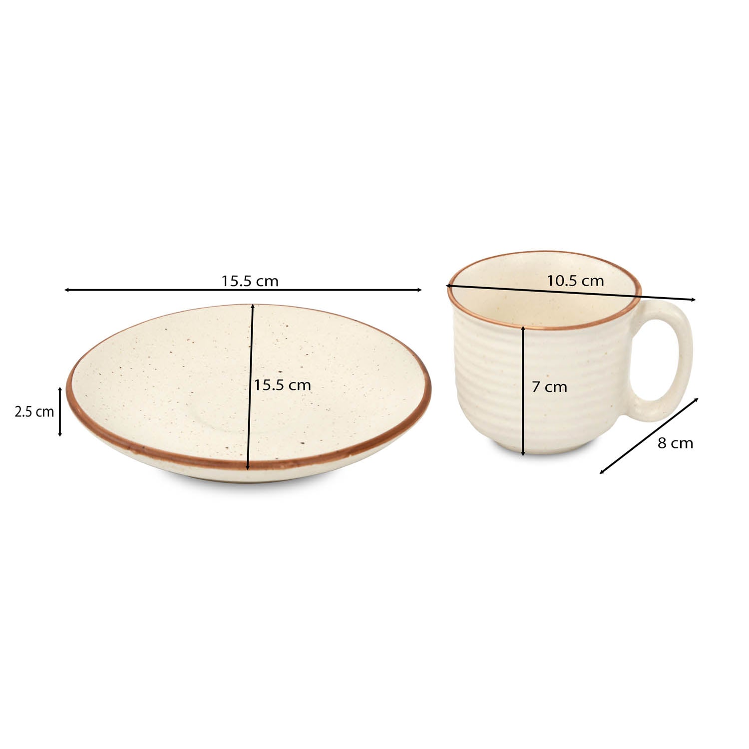 Cup and Saucer 180ml Stoneware Set- Cream