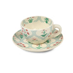 Jarokha Print 180ml Stoneware Cup & Saucer- Matt Green
